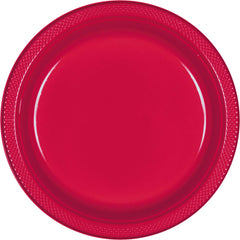 Elegant Apple Red 7-Inch Plastic Dessert Plates - 20 Pack