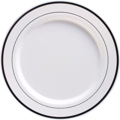 10.25-inch Premium Plastic Dinner Plates, Trimmed, 10-pack