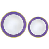 Premium Purple Border Premium Plastic Plates Multipack, 7.5-in & 10.5-in, 20-pcs