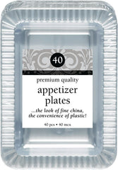 Premium Clear Rectangle Plastic Appetizer Plates, 7-inch x 5-inch, 32-Pack