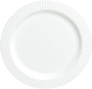 Round Plastic Reusable Dinner Plates, White, 10-inch, 16-pk