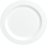 Round Plastic Reusable Dinner Plates, White, 10-inch, 16-pk
