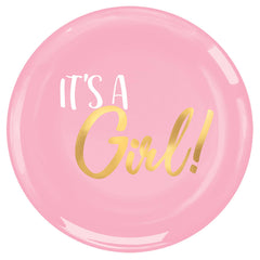 It's a Girl Reusable Lunch Plastic Plates, Pink, 7.5-inch, 20-pk