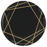 Round Plastic Reusable Dessert Plates, Black/Gold, 7-inch, 20-pk