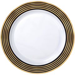 Gold/Black, Plastic Dinner Plates, 10-inch, 20-pk