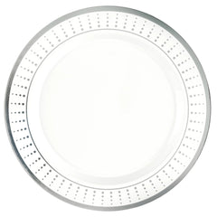 Round Bordered Plastic Dessert Plates, Silver/White, 7.5-inch, 20-pk