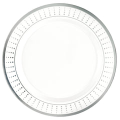Round Bordered Plastic Dessert Plates, Silver/White, 7.5-inch, 20-pk