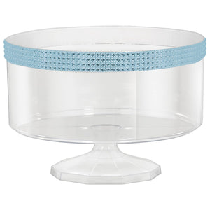 Trifle Plastic Reusable Rhinestone Container, Clear/Blue, 80-oz