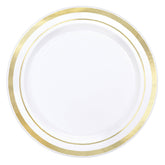 Round Bordered Plastic Reusable Dessert Plates, 6 inch, 8-pk