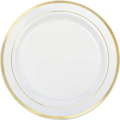Round Bordered Plastic Reusable Dessert Plates, 6 inch, 8-pk