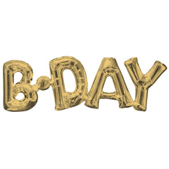 Gold B-DAY Foil Balloon Decoration