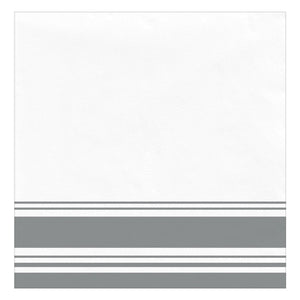 Square Airlaid Dinner Napkins, White/Silver, 8-inch, 40-pk