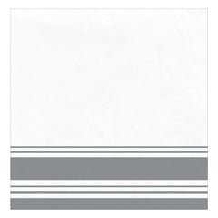 Square Airlaid Dinner Napkins, White/Silver, 8-inch, 40-pk