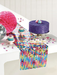 Sparkle Sequin Table Runner, Multicolored, 13 inch x 6 ft, Reusable