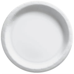 White 8.5-inch Round Paper Plates - Everyday Solid Color Collection, 50-pk