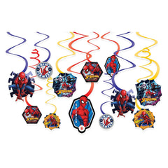 Spider-Man Swirl Decorations, Red/Blue, 10-inch, 12-pk