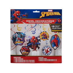 Spider-Man Swirl Decorations, Red/Blue, 10-inch, 12-pk