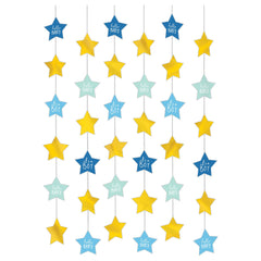 "It's a Boy" String Decorations, Gold/Blue, 7-foot, 6-pk