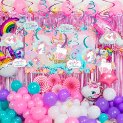 Unicorn Swirl Decorations, Pink/Blue, 10-inch, 12-pk