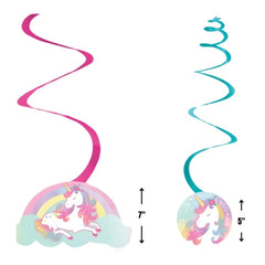 Unicorn Swirl Decorations, Pink/Blue, 10-inch, 12-pk
