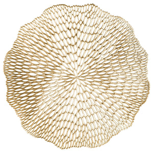 Blossom Vinyl Placemat, Gold, 14.5-inch, 4-pk
