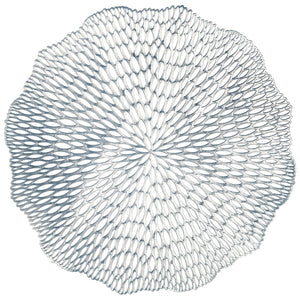 Blossom Vinyl Placemat, Silver, 14.5-inch, 4-pk