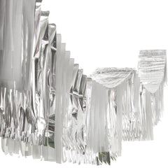 Accordion Fringe Foil & Tissue Ceiling Hanging Garland Banner, Silver, 12-ft
