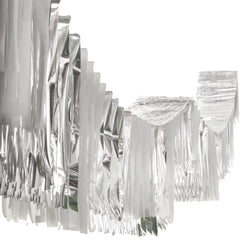 Accordion Fringe Foil & Tissue Ceiling Hanging Garland Banner, Silver, 12-ft