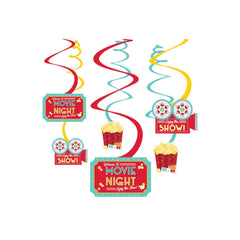 Movie Night Swirl Decorations, Red/Blue, 10-inch, 12-pk