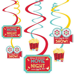 Movie Night Swirl Decorations, Red/Blue, 10-inch, 12-pk