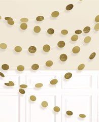 Gold Glitter Polka Dot String Decorations, 7-inch, 6-pack