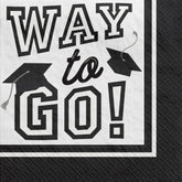 "Way to Go" Beverage Napkins, White, 5 inch, 40-pk, Graduation