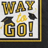 "Way to Go!" Beverage Napkins, Yellow, 5-inch, 40-pk, Graduation