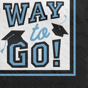 "Way to Go!" Beverage Napkins, Powder Blue, 5-inch, 40-pk, Graduation