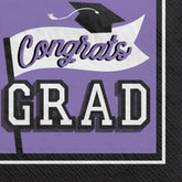 "Congrats Grad!" Lunch Napkins, Purple, 6.5-inch, 40-pk