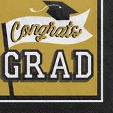 True to Your School "Congrats Grad!" Lunch Napkins, Gold, 6.5-inch, 40-pk, 2-ply
