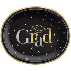 Grad Party Oval Paper Plates, 12-inch, 20-pk