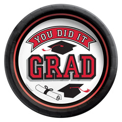 True to Your School Graduation Paper Plates, Red, 6.75-inch, 20-pk