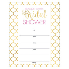 Bridal Shower Invitations, Gold, 20-pk, with Envelopes