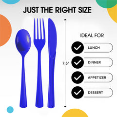 Royal Blue Heavyweight Plastic Cutlery Assortment, 80-pcs