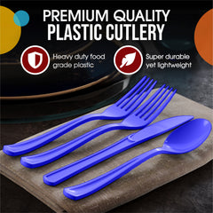 Royal Blue Heavyweight Plastic Cutlery Assortment, 80-pcs