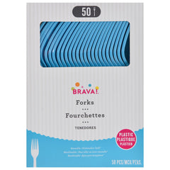 Heavy-Duty Plastic Solid Color Reusable Forks, 50-pk