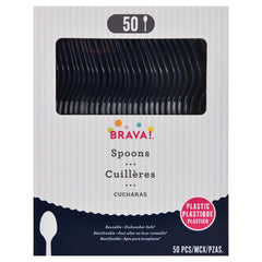 True Navy Plastic Spoons, 50-pk