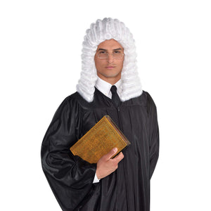 Judge Curly Wig, White, One Size