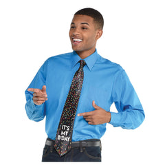 "It's My B-Day" Neck Tie, Black Sprinkles, One Size