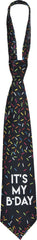 "It's My B-Day" Neck Tie, Black Sprinkles, One Size