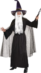 Adult Celestial Hooded Sheer Cape, Black Stars & Moons, One Size