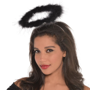 Marabou Halo Dark Angel Headband, Black, One Size