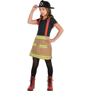 Kids' Firefighter Black/Brown Dress with Hat, Assorted Sizes