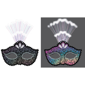 Light-Up Fiber Optic Feather Masquerade Mask, Multi-Colored, One Size